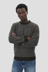 Le devant de Pull en maille bleu à col rond de Matinique pour Hommes