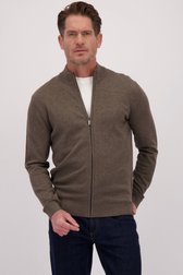 Le devant de Pull en maille brun clair avec fermeture zippée de Dansaert Blue pour Hommes
