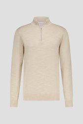 Pull en maille fine beige à fermeture éclair  de Michaelis pour Hommes
