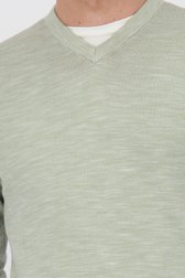 Pull en maille fine beige-vert avec col en V de Michaelis pour Hommes