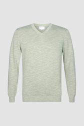 Pull en maille fine beige-vert avec col en V de Michaelis pour Hommes