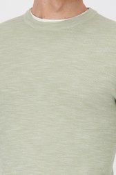 Pull en maille fine beige-vert avec col rond de Michaelis pour Hommes