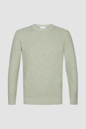 Pull en maille fine beige-vert avec col rond de Michaelis pour Hommes