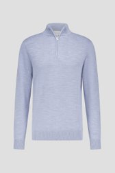 Pull en maille fine bleu clair à fermeture éclair de Michaelis pour Hommes