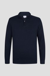 Pull en maille fine navy à fermeture éclair courte de Michaelis pour Hommes