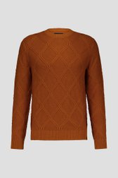 Pull en maille texturée marron rouille	 de Ravøtt pour Hommes