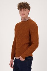Pull en maille texturée marron rouille	 de Ravøtt pour Hommes