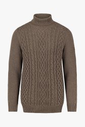 Pull en tricot brun avec motif de câbles de Ravøtt pour Hommes