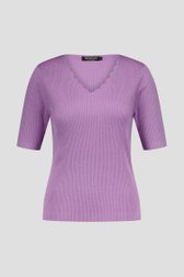 Pull en tricot côtelé violet de Signature pour Femmes