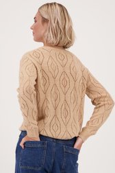 Le dos de Pull fin beige foncé avec motif ajouré de Libelle pour Femmes