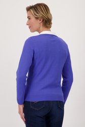 Pull fin bleu avec col en V	 de Claude Arielle pour Femmes