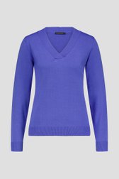 Pull fin bleu avec col en V	 de Claude Arielle pour Femmes