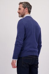 Le dos de Pull fin bleu avec col en V de Dansaert Black pour Hommes