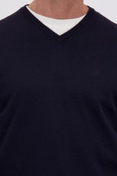 Détail de Pull fin bleu foncé à col V de Dansaert Blue pour Hommes
