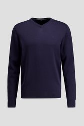 Photo produit 1 de Pull fin bleu foncé à col V de Dansaert Blue pour Hommes