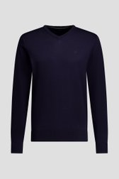 Photo produit 2 de Pull fin bleu foncé à col V de Dansaert Blue pour Hommes