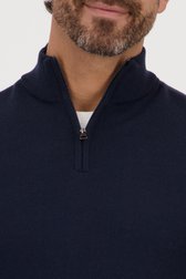 Pull fin bleu foncé à fermeture éclair de Dansaert Black pour Hommes