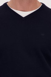 Pull fin bleu foncé avec col en V de Dansaert Blue pour Hommes