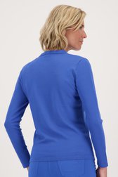 Pull fin bleu uni avec col  de Claude Arielle pour Femmes