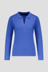 Pull fin bleu uni avec col  de Claude Arielle pour Femmes