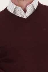Détail de Pull fin bordeaux avec col en V de Dansaert Black pour Hommes