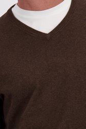 Détail de Pull fin brun foncé à col en V de Dansaert Blue pour Hommes
