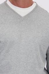 Détail de Pull fin gris clair chiné à col en V de Dansaert Blue pour Hommes