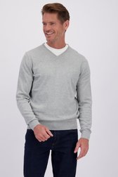 Le devant de Pull fin gris clair chiné à col en V de Dansaert Blue pour Hommes