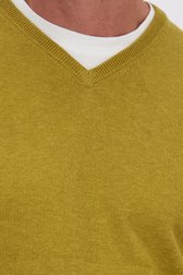 Détail de Pull fin ocre jaune à col en V de Dansaert Blue pour Hommes