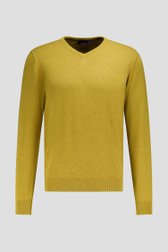 Photo produit 1 de Pull fin ocre jaune à col en V de Dansaert Blue pour Hommes