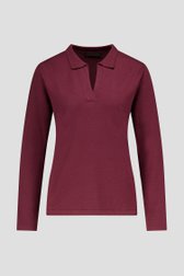 Pull fin rouge vin avec col de Claude Arielle pour Femmes