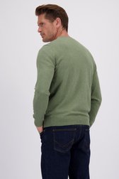 Le dos de Pull fin vert à col en V de Dansaert Blue pour Hommes
