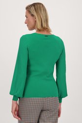 Pull fin vert à manches larges plissées de Claude Arielle pour Femmes