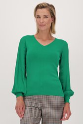 Pull fin vert à manches larges plissées de Claude Arielle pour Femmes