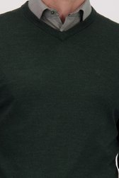 Détail de Pull fin vert avec col en V de Dansaert Black pour Hommes