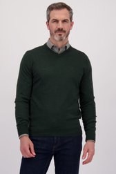 Le devant de Pull fin vert avec col en V de Dansaert Black pour Hommes