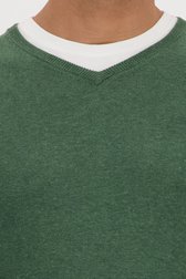 Pull fin vert avec col en V de Dansaert Blue pour Hommes
