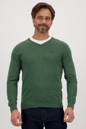 Pull fin vert avec col en V de Dansaert Blue pour Hommes