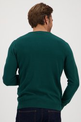 Pull fin vert foncé avec col en V de Dansaert Blue pour Hommes
