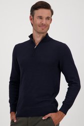 Pull fin zippé bleu marine  de Michaelis pour Hommes