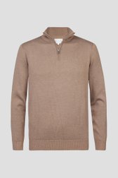 Pull fin zippé gris-brun de Michaelis pour Hommes