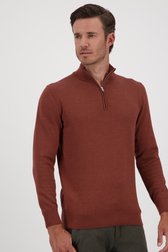Pull fin zippé marron de Michaelis pour Hommes