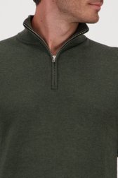 Pull fin zippé vert foncé	 de Michaelis pour Hommes