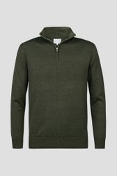 Pull fin zippé vert foncé	 de Michaelis pour Hommes