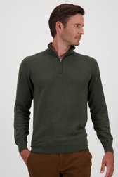 Pull fin zippé vert foncé	 de Michaelis pour Hommes