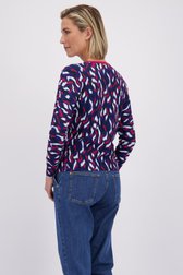Le dos de Pull finement tricoté rouge et bleu  de Claude Arielle pour Femmes
