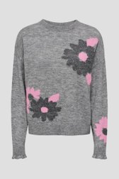Pull gris clair avec des fleurs de JDY pour Femmes