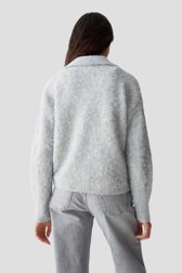 Le dos de Pull gris en maille à col en V de Opus pour Femmes