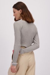 Le dos de Pull gris en maille fine de LŌVING pour Femmes