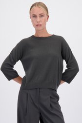 Le devant de Pull gris foncé en cachemire à manches 3/4 de D'Auvry Studio pour Femmes